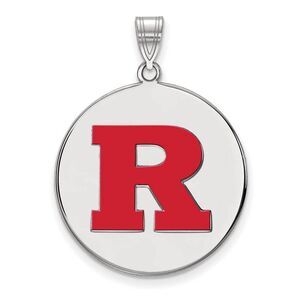 Sterling Silver Rutgers XL Enamel 'R' Disc Pendant